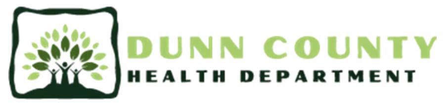 A graphic with trees that reads Dunn County Health Department