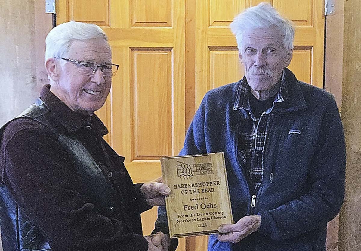 Fred Ochs, Menomonie, receiving recent award.  Photo: Facebook page