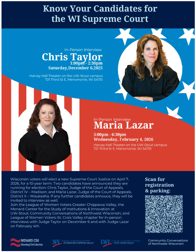 Invitation to Interviews with Candidate for Wisconsin Supreme Court Sat Dec 6