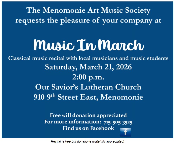 Music in March Recital Features Classical Music, Local Musicians