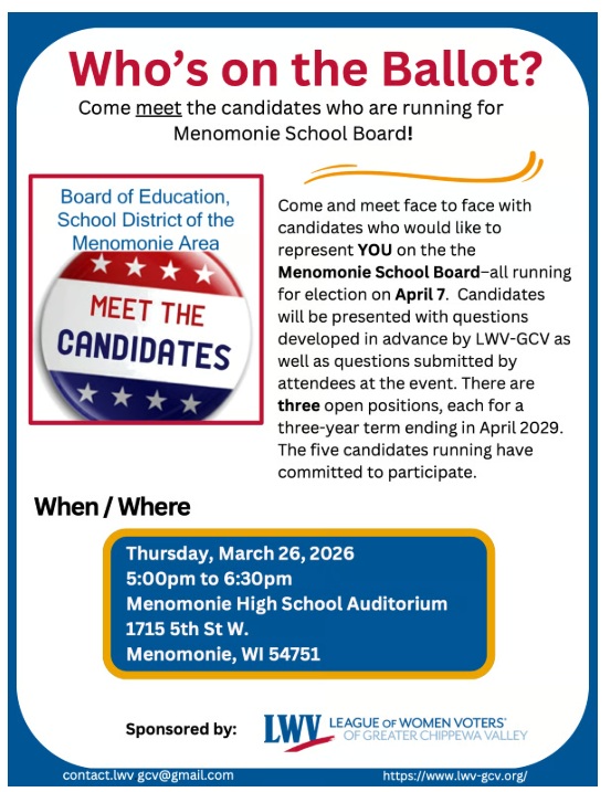 School Board Candidate Forum Thurs Mar 26