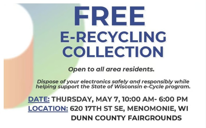 Dunn County FREE Electronics Collection Event Thur May 7