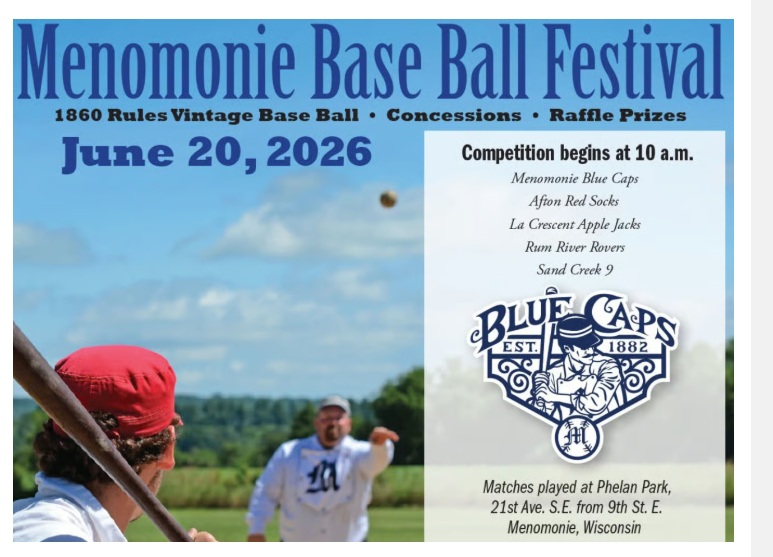 Blue Caps Vintage Base Ball Hosts Tournament Sat June 20