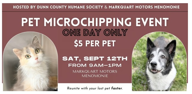 Pet Microchipping Event Sat Sept 12